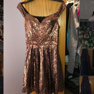 Gold sparkly short homecoming party dress